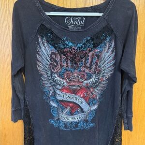 Sinful Black and White Graphic Tee